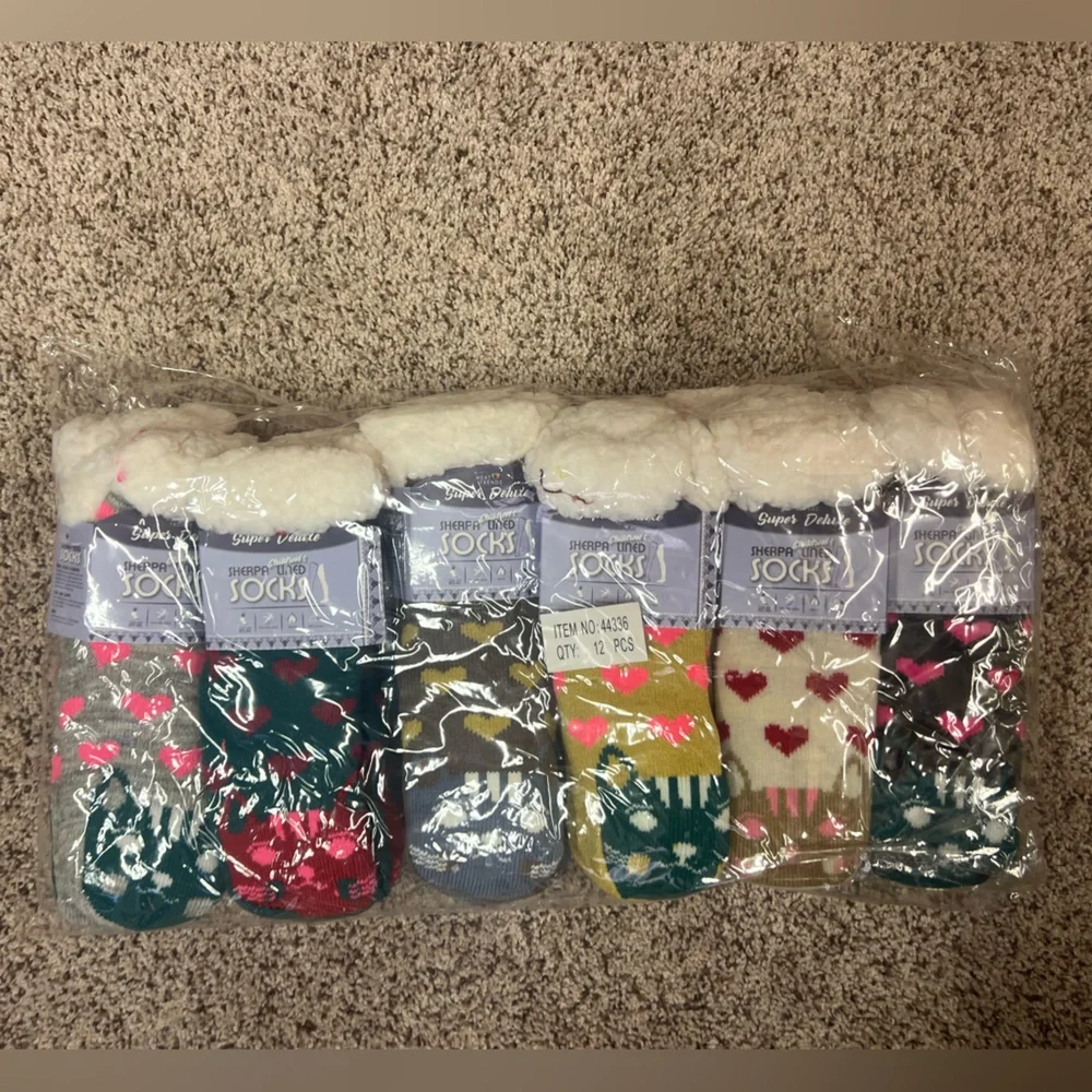 NEW Heat Trendz Sherpa Super Deluxe Lined Socks One size fits all pack 12